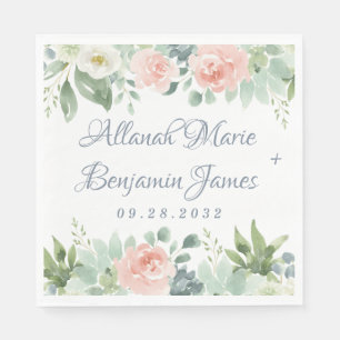 Dusty Blue Blush Succulent Bloementuin Bruiloft Servet