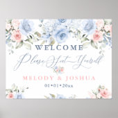 Dusty Blue+Blush Waterverf Rozen Zitten jezelf Poster (Voorkant)