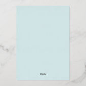 Dusty Blue Boarding Pass Cosmic Wedding Folie Uitnodiging (Achterkant)