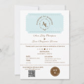 Dusty Blue Boarding Pass Cosmic Wedding  Kaart (Voorkant)