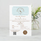 Dusty Blue Boarding Pass Cosmic Wedding  Kaart (Staand voorkant)