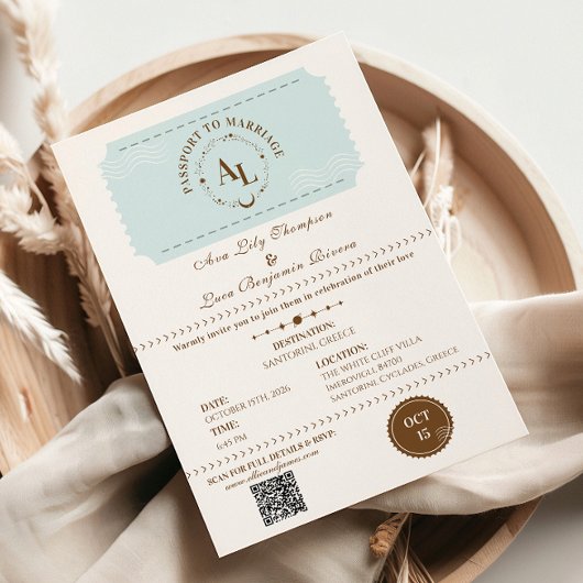 Dusty Blue Boarding Pass Cosmic Wedding  Kaart