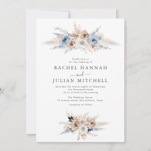 dusty blue bohemen - bruiloft kaart (Voorkant)