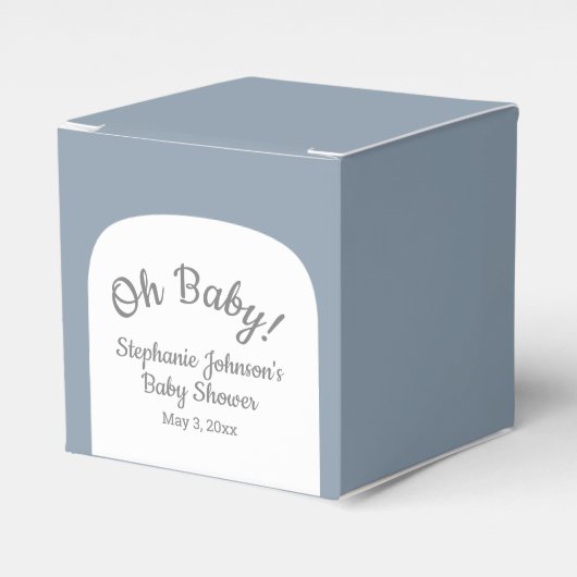 Dusty Blue Bohemian Arch Oh Baby Baby shower Bedankdoosjes (Voorkant Zijde)