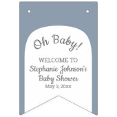 Dusty Blue Bohemian Arch Oh Baby Baby shower Vlaggetjes (Eerste vlag)