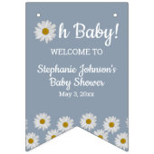 Dusty Blue Bohemian Daisies Oh Baby Baby shower Vlaggetjes (Tweede vlag)