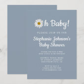 Dusty Blue Bohemian Daisy Oh Baby Baby shower Kaart (Voorkant / Achterkant)