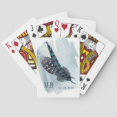 Dusty Blue Bohemian Feather Waterverf Pokerkaarten (Achterkant)