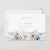 Dusty Blue Bohemian Floral All Occasions & Weddens RSVP Kaartje (Voorkant)