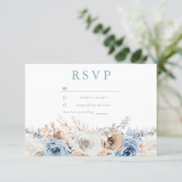 Dusty Blue Bohemian Floral All Occasions & Weddens RSVP Kaartje