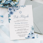 Dusty Blue Bohemian Floral Bat Mitzvah Kaart<br><div class="desc">Dusty Blue Bohemian Floral Bat Mitzvah Invitation. Voor verdere aanpassing,  te klikken gelieve op de "pas verder"verbinding aan en ons ontwerphulpmiddel te gebruiken om deze sjabloon te wijzigen. Neem contact met me op als je hulp of overeenkomende objecten nodig hebt.</div>