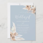 Dusty Blue Bohemian Floral Wedding Kaart (Voorkant)