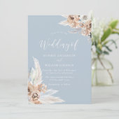 Dusty Blue Bohemian Floral Wedding Kaart (Staand voorkant)