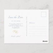 Dusty Blue | Boho Arch Gouden Bloemen Huwelijk Briefkaart (Achterkant)