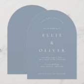 Dusty Blue Boho Arch Modern Wedding Kaart (Voorkant / Achterkant)