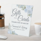 Dusty Blue Boho Bloemen Huwelijkscadeaus & Kaarten Reclamebord Met Voetstuk (Insitu)