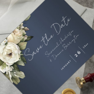 Dusty Blue Boho Bruiloft Save the Date Aankondigingskaart