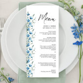Dusty Blue Boho Chic Wildflowers Elegante bruiloft Menu