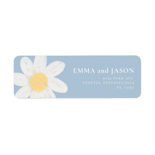 Dusty Blue Boho Daisy Floral Return Address Label (Voorkant)