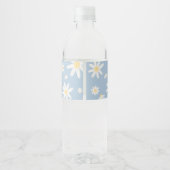 Dusty Blue Boho Daisy Floral Water Flacon Label Waterfles Etiket (Achterkant)