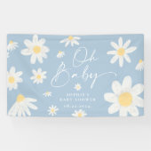 Dusty Blue Boho Daisy Flower Baby shower Banner (Horizontaal)