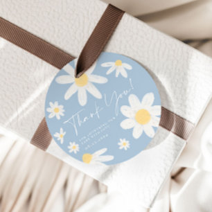 Dusty Blue Boho Daisy Flower Favor Tags Bedankjes Labels