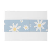 Dusty Blue Boho Daisy Flower Invitation Belly Band Uitnodigingen Wikkel (Achterkant Voorbeeld)