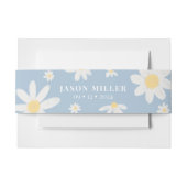 Dusty Blue Boho Daisy Flower Invitation Belly Band Uitnodigingen Wikkel (Voorkant Voorbeeld)
