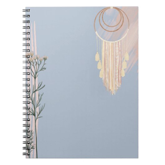 Dusty Blue BOHO Dream Catcher Custom Stationery Notitieboek (Voorkant)
