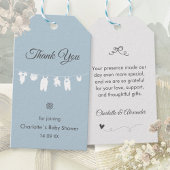 Dusty Blue Boho Elegant Bedankt Baby Boy Shower Cadeaulabel