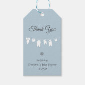 Dusty Blue Boho Elegant Bedankt Baby Boy Shower Cadeaulabel (Voorkant)