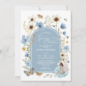Dusty Blue Boho Fairy Wildflower Meisje Baby showe Kaart (Voorkant)
