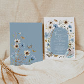 Dusty Blue Boho Fairy Wildflower Meisje Baby showe Kaart
