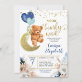 Dusty Blue Boho Floral Barly Wait Baby shower Kaart (Voorkant)