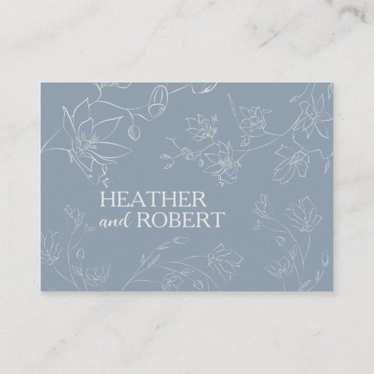 Dusty Blue Boho Floral Botanical Wedding Details Informatiekaartje (Achterkant)