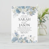 Dusty Blue Boho Floral Elegant Garden bruiloft Kaart (Staand voorkant)