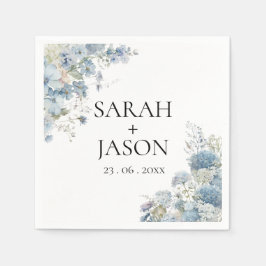 Dusty Blue Boho Floral Elegant Garden bruiloft Servet