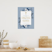 Dusty Blue Boho Floral Heilige Communie Welkomstbo Poster (Keuken)