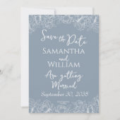 Dusty Blue Boho Floral Modern Wedding Save The Date (Voorkant)