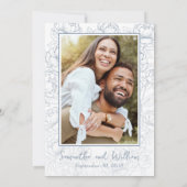 Dusty Blue Boho Floral Modern Wedding Save The Date (Achterkant)