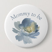 Dusty Blue Boho Floral Mommy om 4" Ronde Button 4,0 Cm (Voorkant)