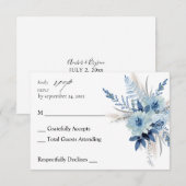 Dusty Blue Boho Floral no Meal RSVP (Voorkant / Achterkant)