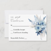 Dusty Blue Boho Floral no Meal RSVP Kaartje (Voorkant)
