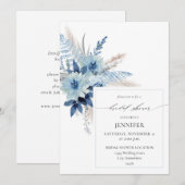 Dusty Blue Boho Floral Ring Vrijgezellenfeest 2 Kaart (Voorkant / Achterkant)