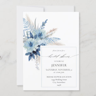 Dusty Blue Boho Floral Ring Vrijgezellenfeest 2 Kaart