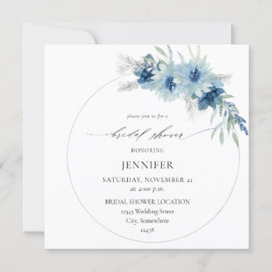 Dusty Blue Boho Floral Ring Vrijgezellenfeest Kaart