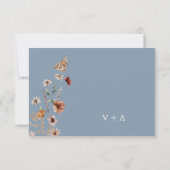 Dusty Blue Boho Floral RSVP Kaartje (Achterkant)