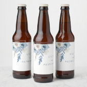 Dusty Blue Boho Floral Wedding Bier Etiket (Flessen)