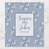 Dusty Blue Boho Floral Wedding Can Cooler Wijn Etiket (Enkel label)