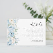 Dusty Blue Boho Floral Wedding Details Informatiekaartje (Staand voorkant)